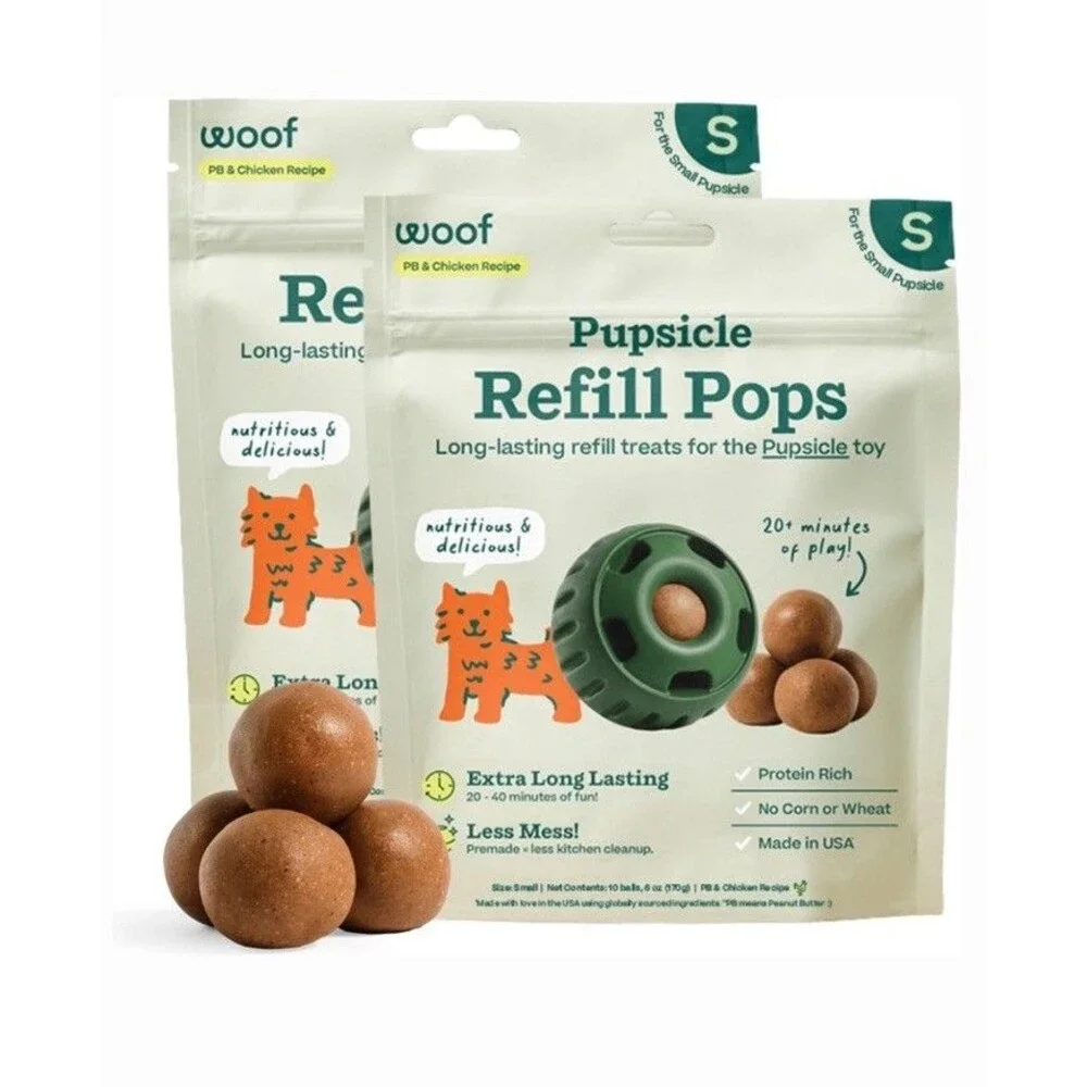 Lot Of 2 Woof Pupsicle Dog Refill Pops Dog Snacks Peanut Butter and Beef -S